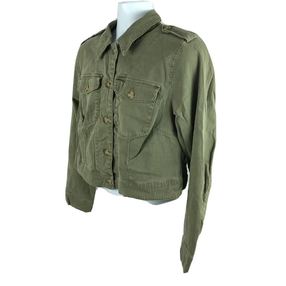 Torrid Women's Green Fashion‎ Stretch Jacket Size 2 Big Button Olive Green Boxy